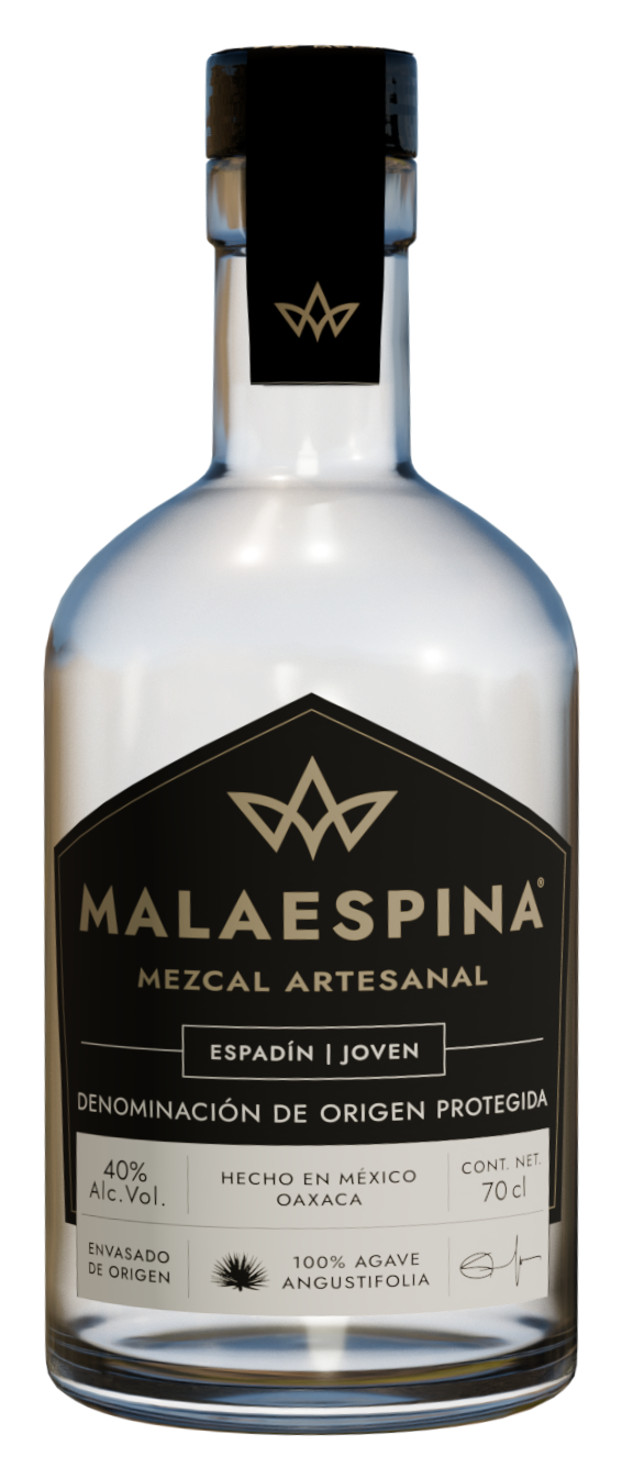 Botella de MALAESPINA Espadín Joven, mezcal artesanal de Oaxaca